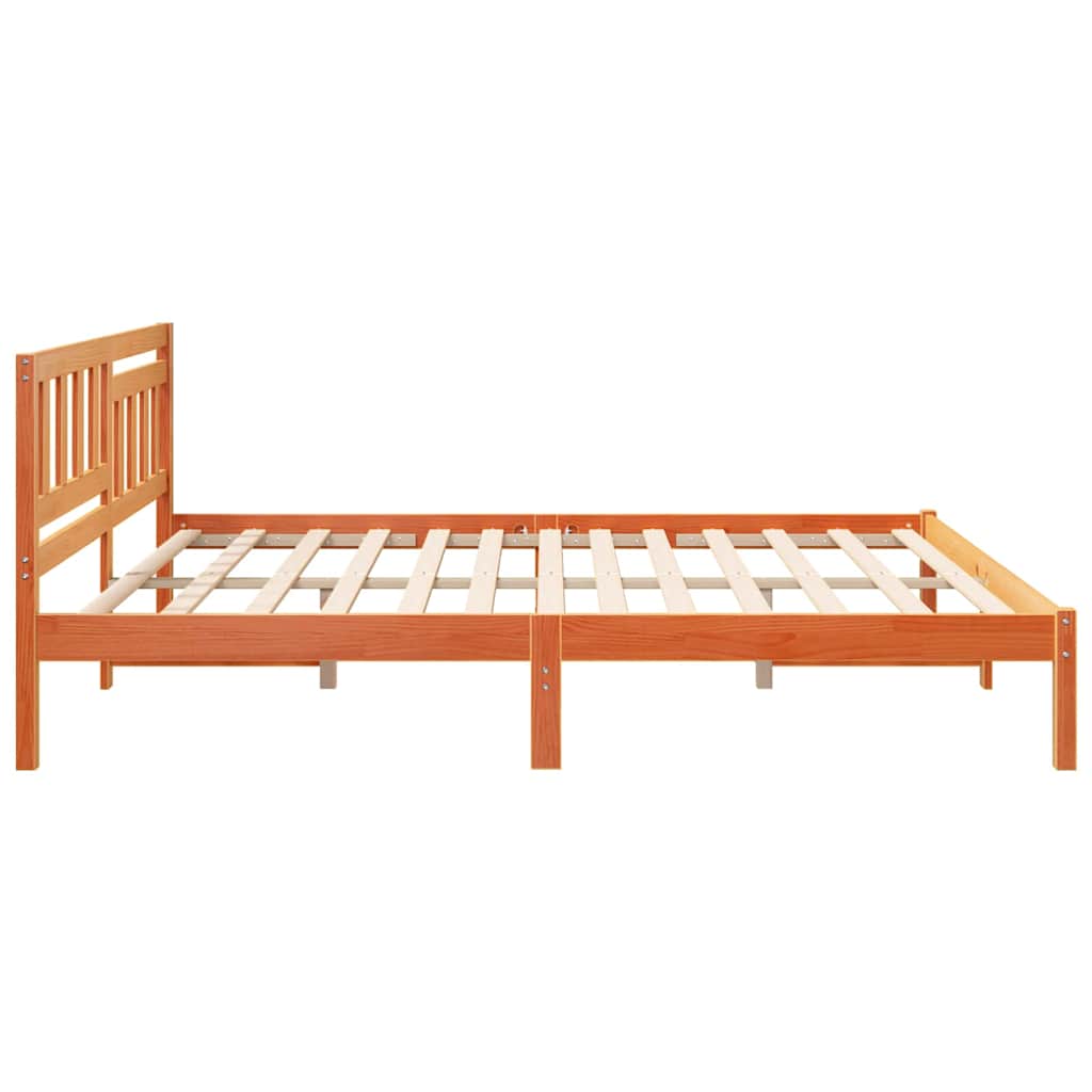 Cadre de lit avec tête de lit Brun cire 180 x 200 cm Pin massif - XIOS