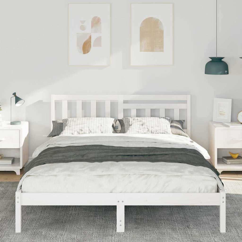 Cadre de lit avec tête de lit Blanc 150 x 200 cm Pin massif - XIOS