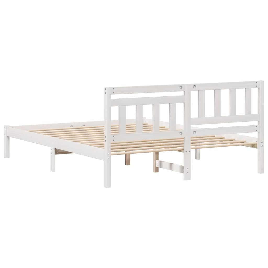 Cadre de lit avec tête de lit Blanc 150 x 200 cm Pin massif - XIOS