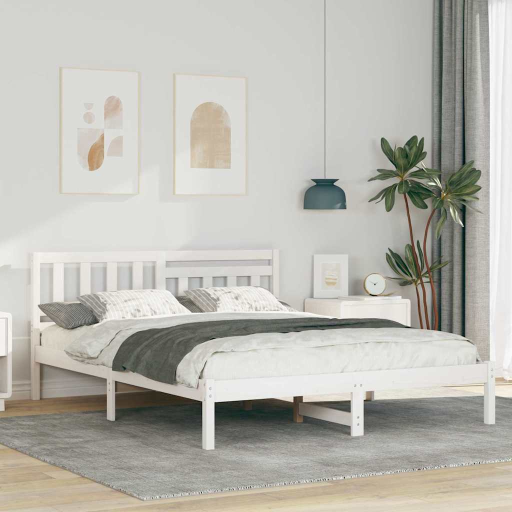 Cadre de lit avec tête de lit Blanc 140 x 200 cm Pin massif - XIOS
