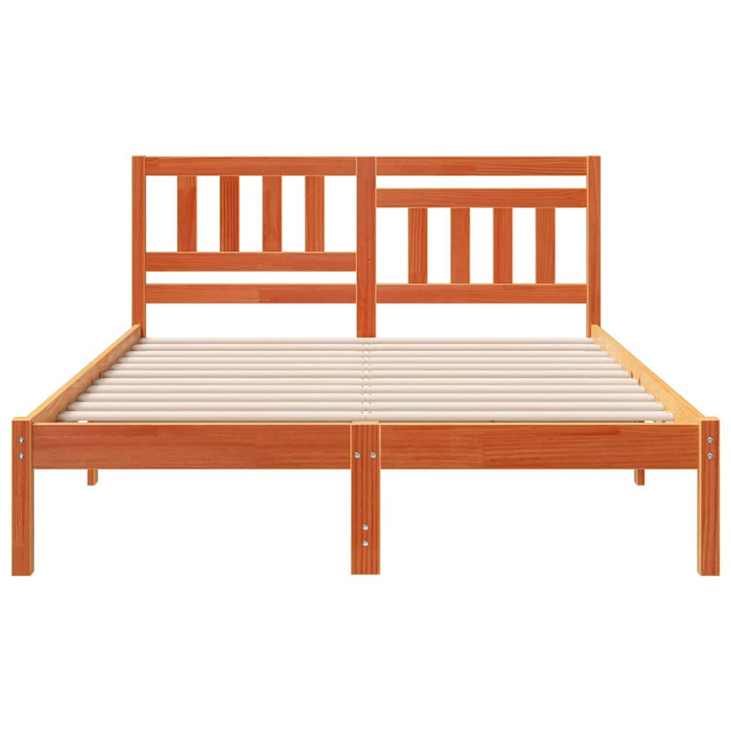 Cadre de lit avec tête de lit Brun cire 140 x 190 cm Pin massif - XIOS