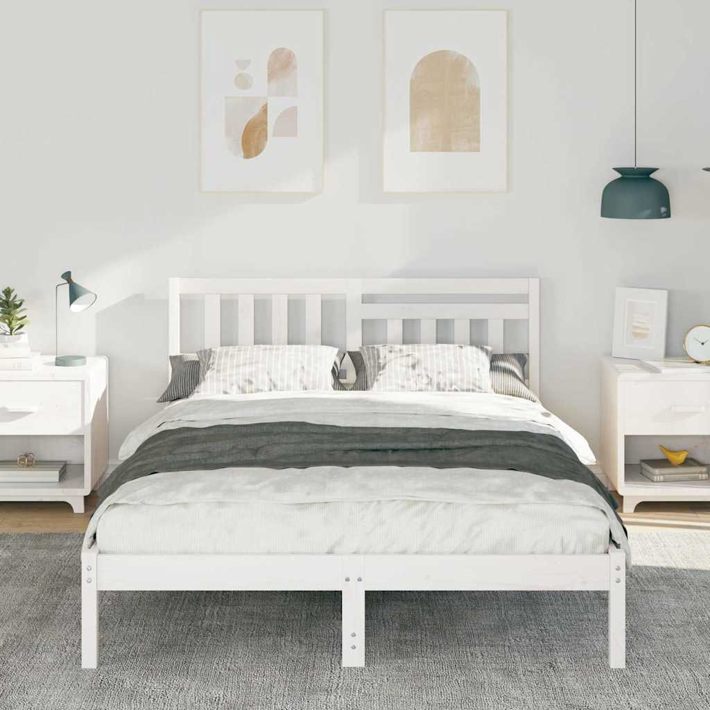 Cadre de lit avec tête de lit Blanc 120 x 190 cm Pin massif - XIOS
