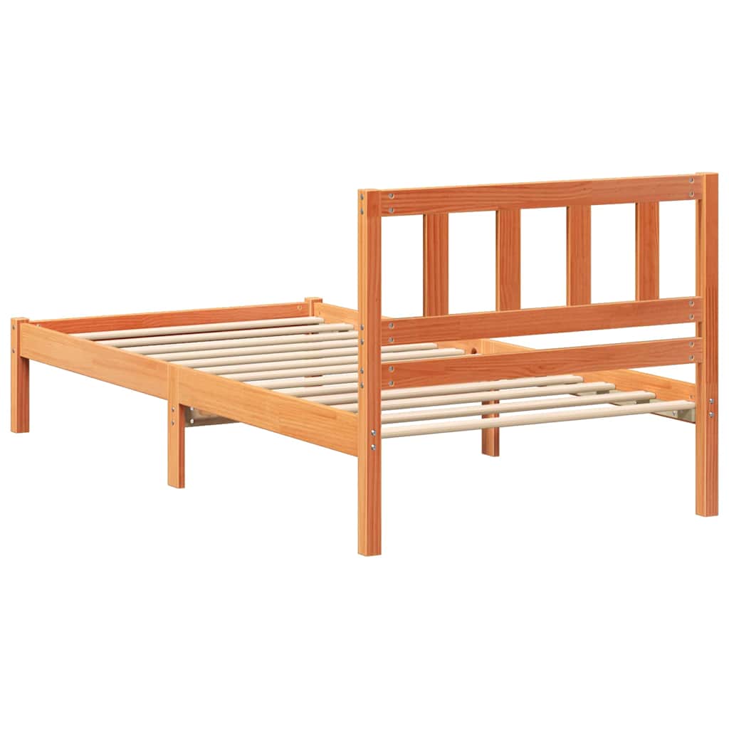 Cadre de lit avec tête de lit Brun cire 80 x 200 cm Pin massif - XIOS