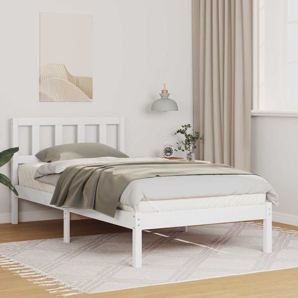 Cadre de lit avec tête de lit Blanc 75 x 190 cm Pin massif - XIOS