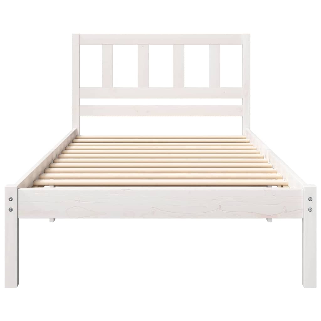 Cadre de lit avec tête de lit Blanc 75 x 190 cm Pin massif - XIOS
