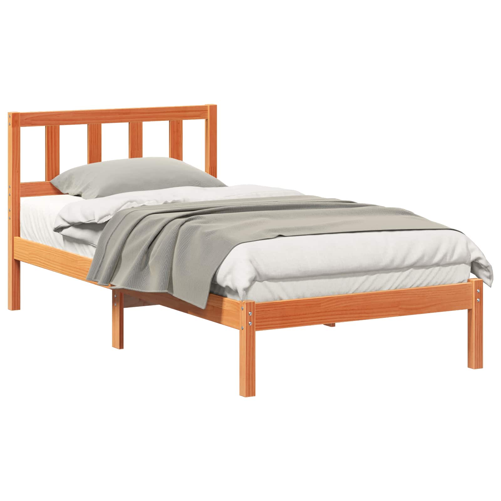 Cadre de lit avec tête de lit Brun cire 75 x 190 cm Pin massif - XIOS