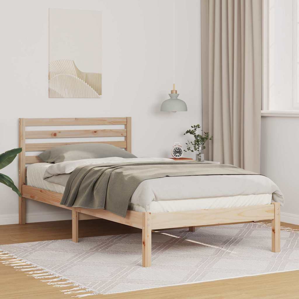 Cadre de lit avec tête de lit Marron 75 x 190 cm Pin massif - XIOS