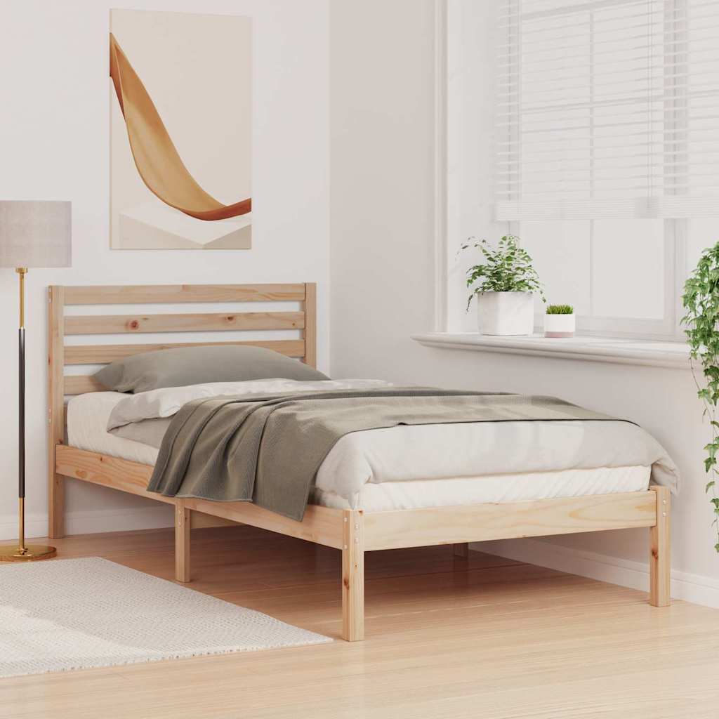 Cadre de lit avec tête de lit Marron 75 x 190 cm Pin massif - XIOS
