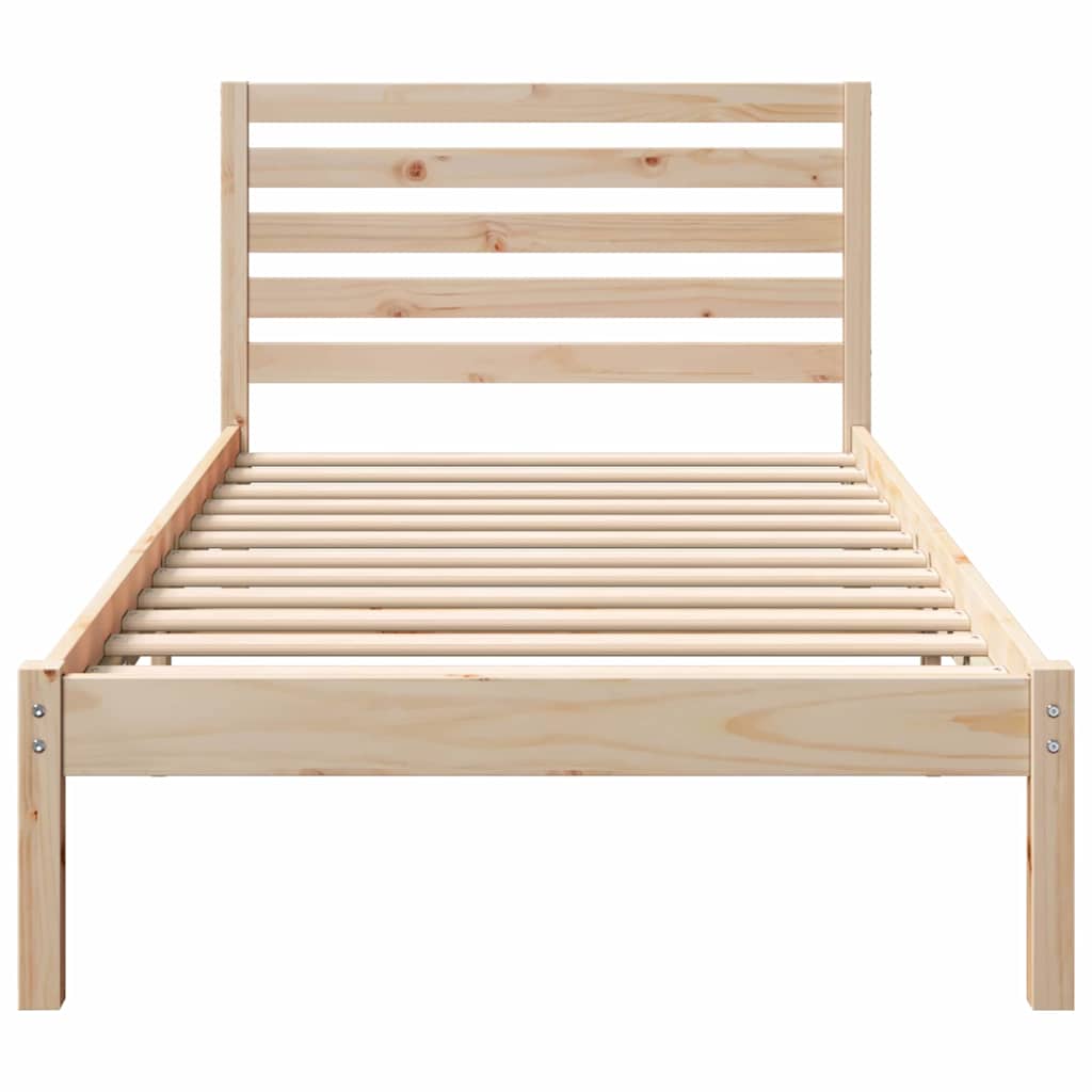 Cadre de lit avec tête de lit Marron 75 x 190 cm Pin massif - XIOS