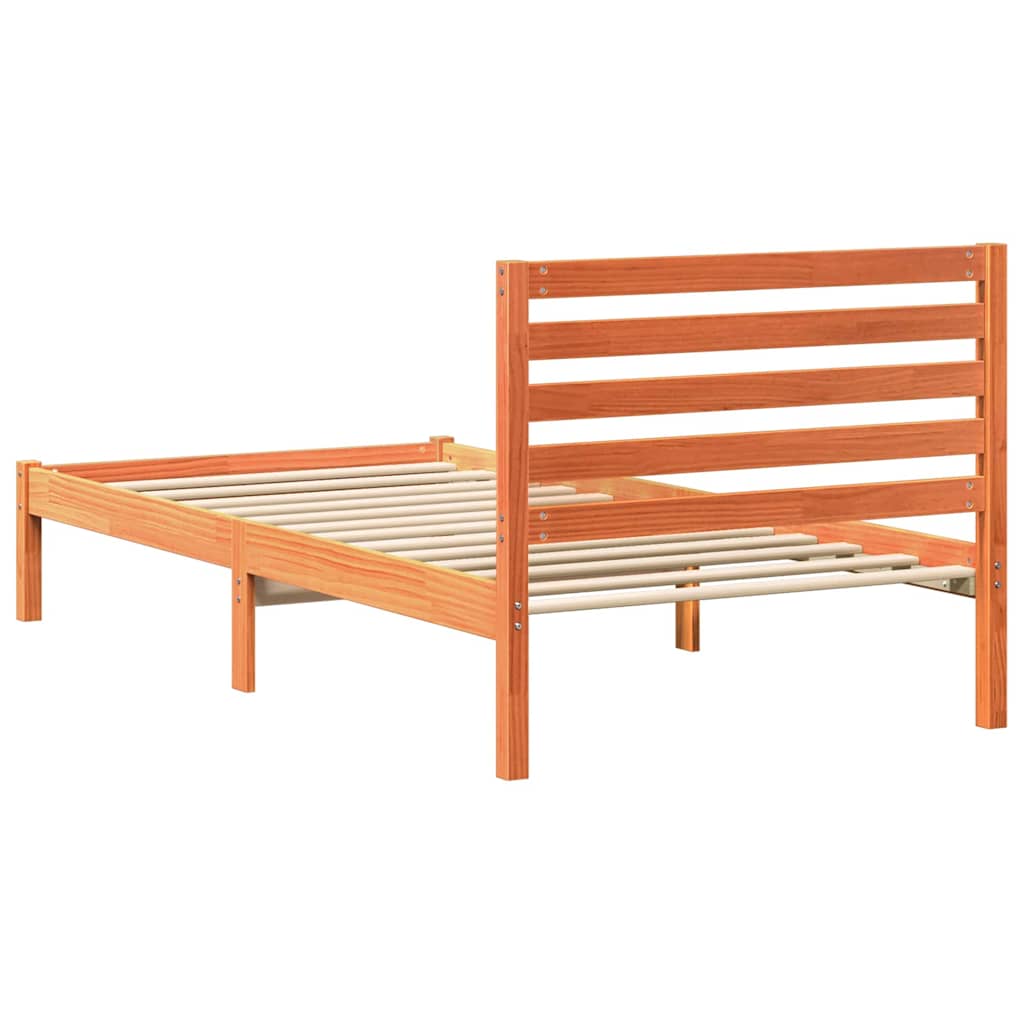 Cadre de lit avec tête de lit Brun cire 75 x 190 cm Pin massif - XIOS