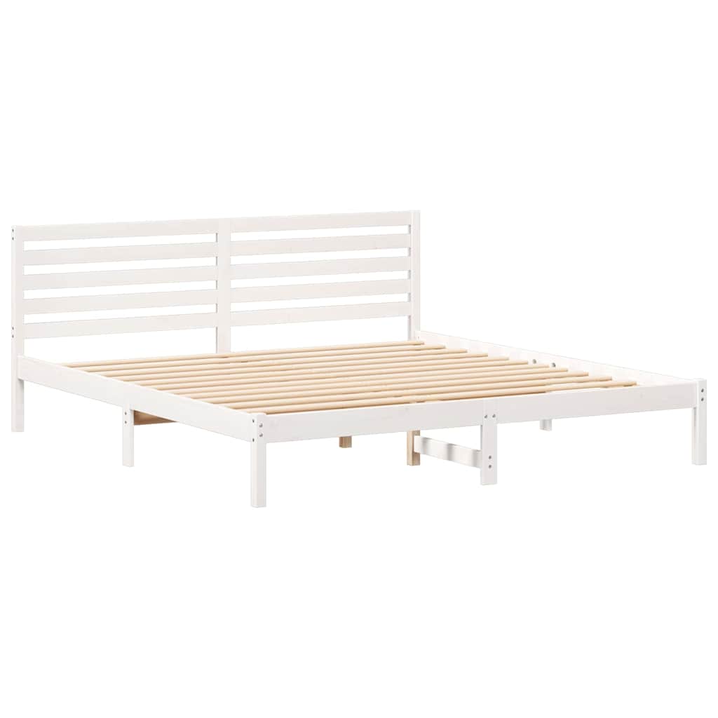 Cadre de lit Blanc 200 x 200 cm Bois massif en pin - XIOS