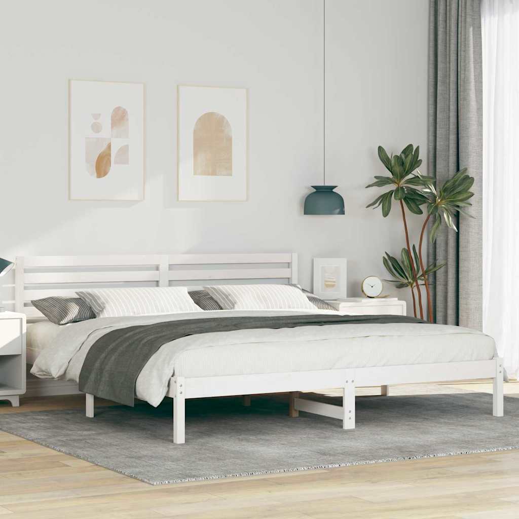 Cadre de lit Blanc 180 x 200 cm Bois massif en pin - XIOS