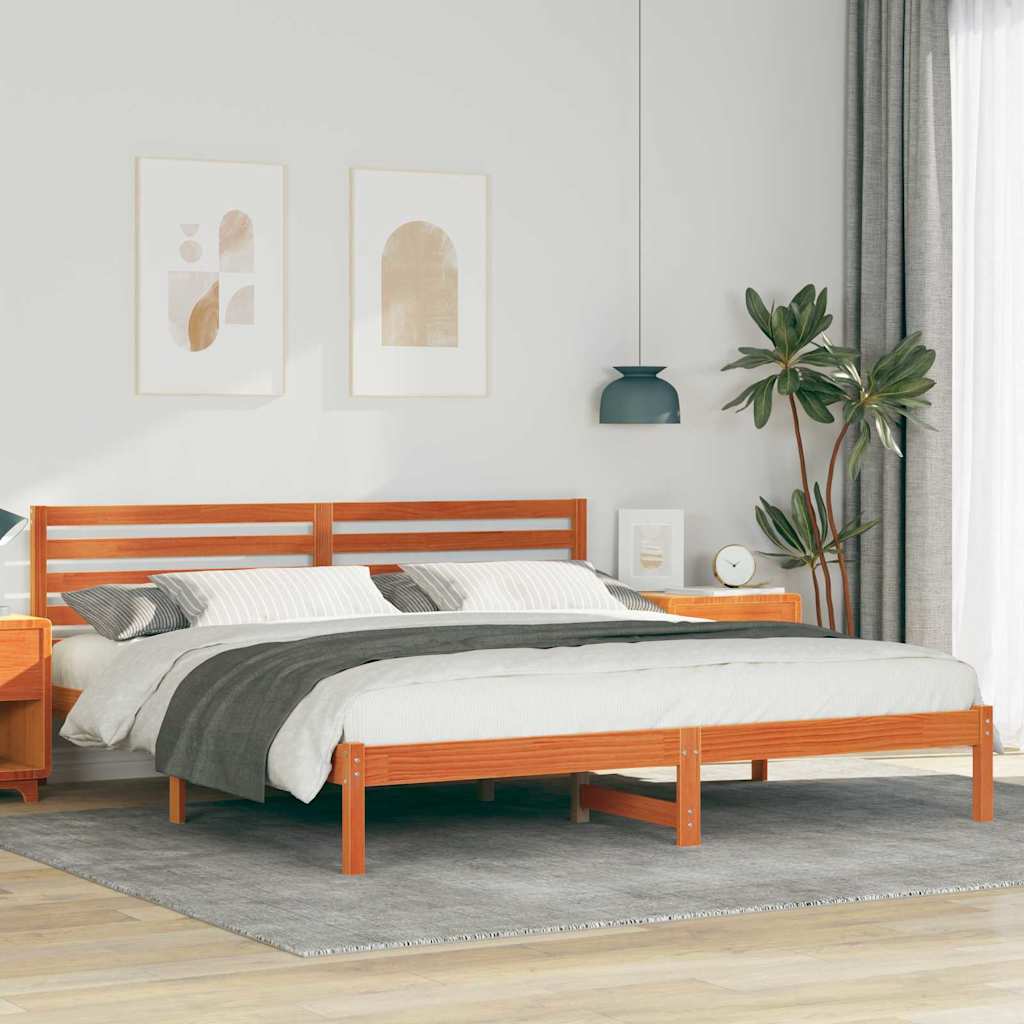 Cadre de lit Marron cire 180 x 200 cm Bois massif en pin - XIOS