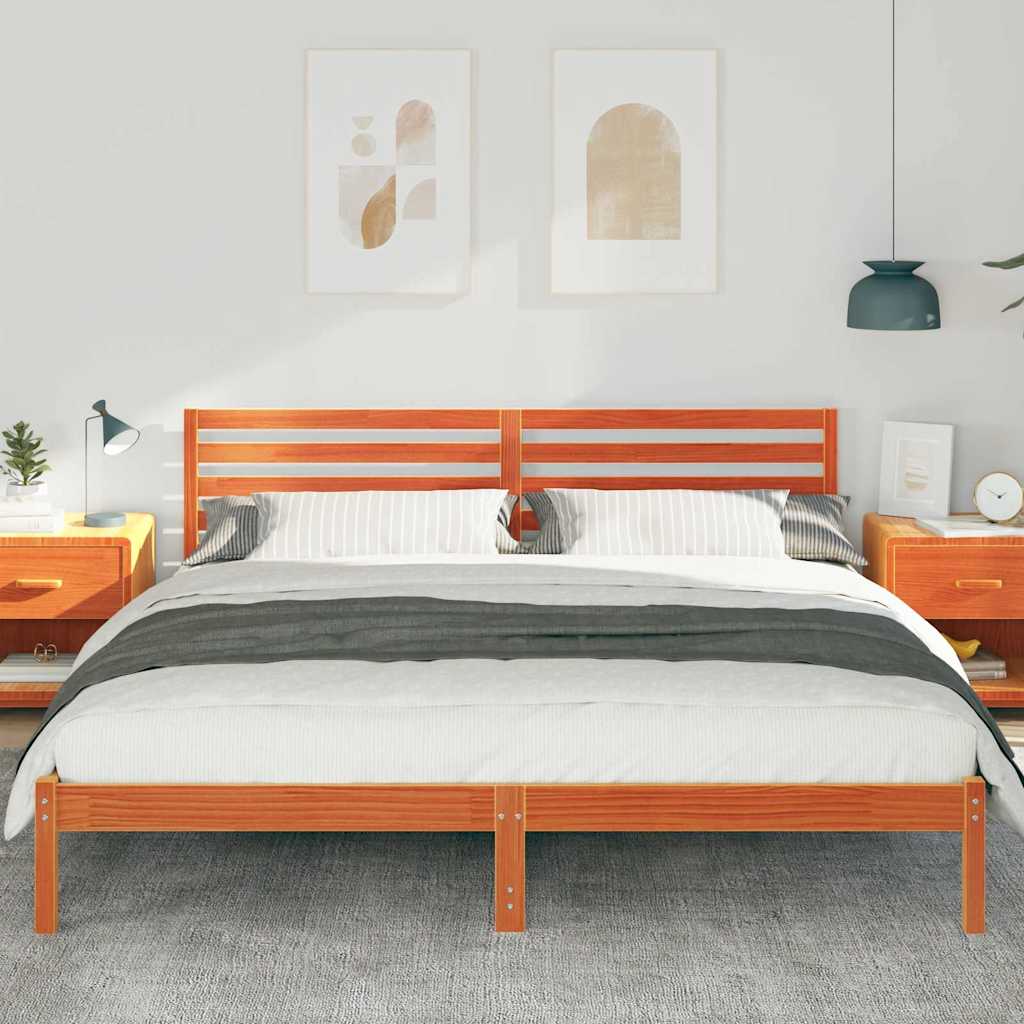 Cadre de lit Marron cire 180 x 200 cm Bois massif en pin - XIOS