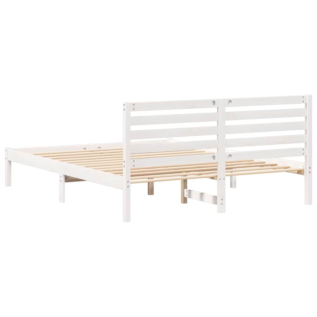Cadre de lit Blanc 150 x 200 cm Bois massif en pin - XIOS