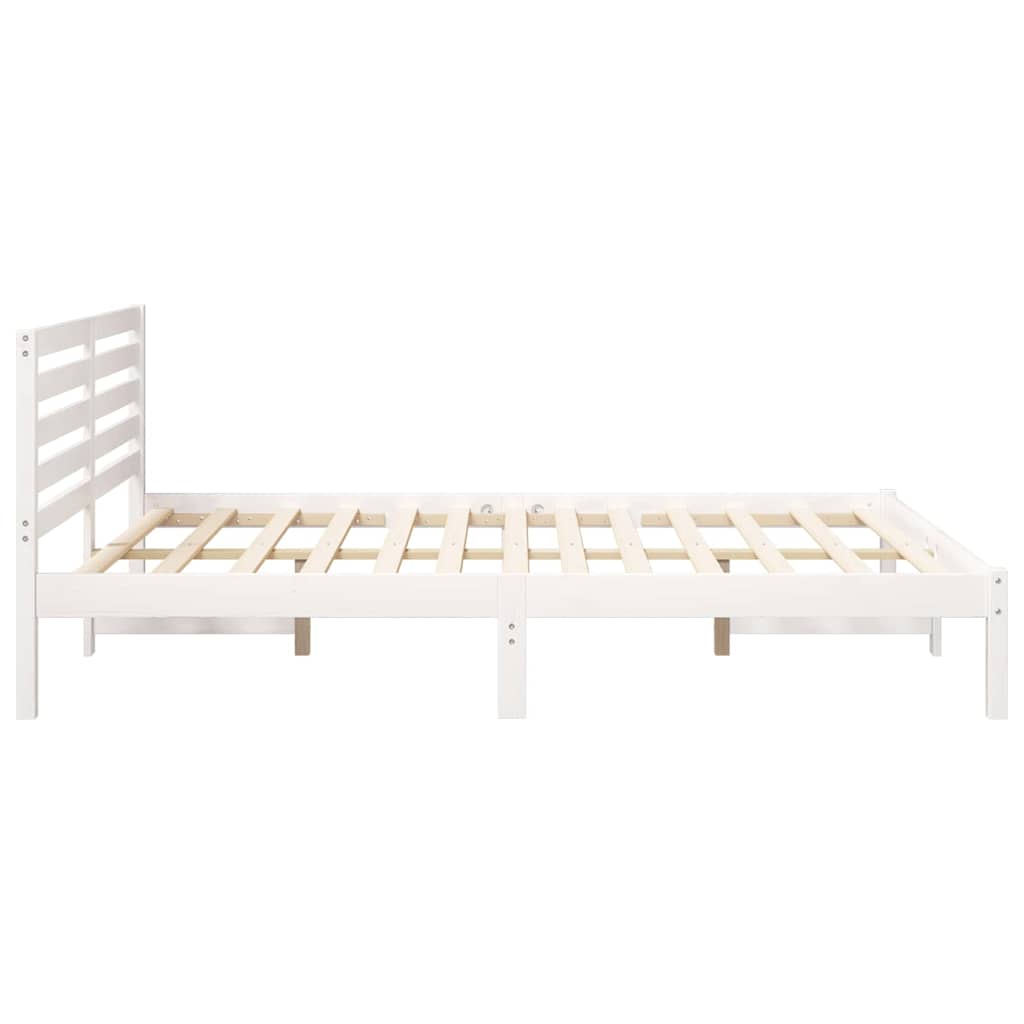 Cadre de lit Blanc 150 x 200 cm Bois massif en pin - XIOS