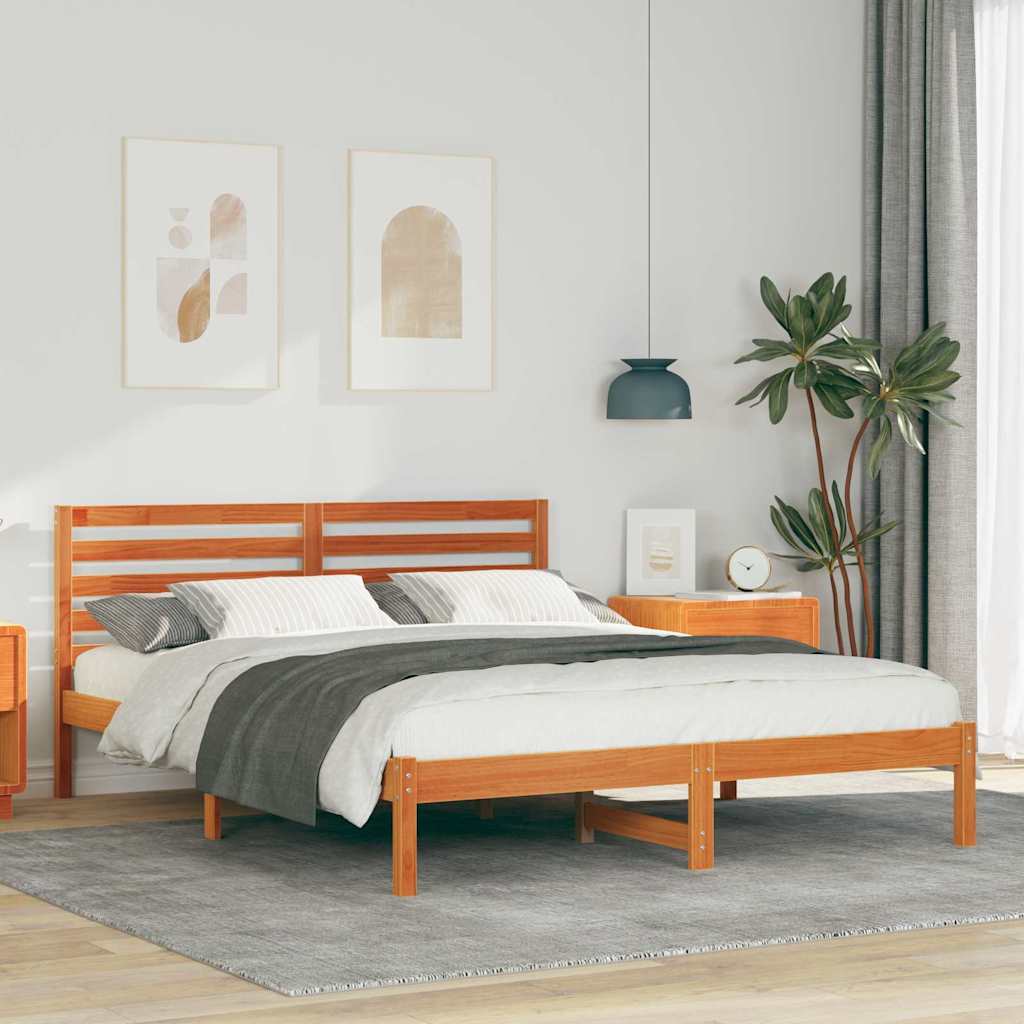Cadre de lit Marron cire 150 x 200 cm Bois massif en pin - XIOS