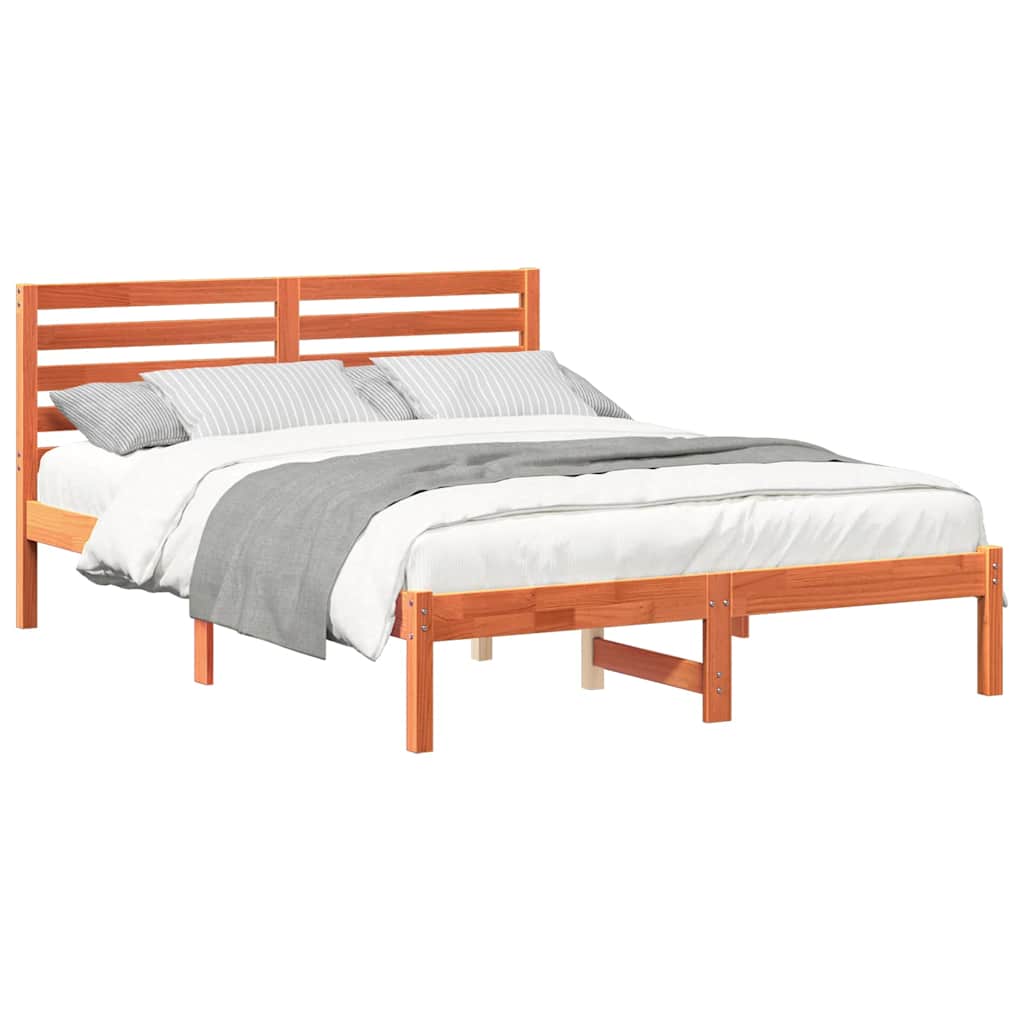 Cadre de lit Marron cire 120 x 190 cm Bois massif en pin - XIOS