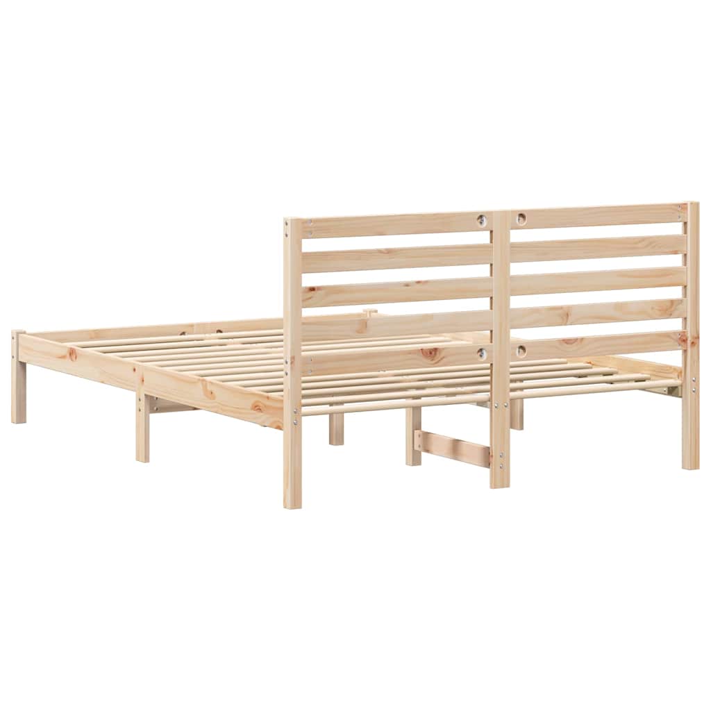 Cadre de lit Marron 140 x 190 cm Bois massif en pin - XIOS