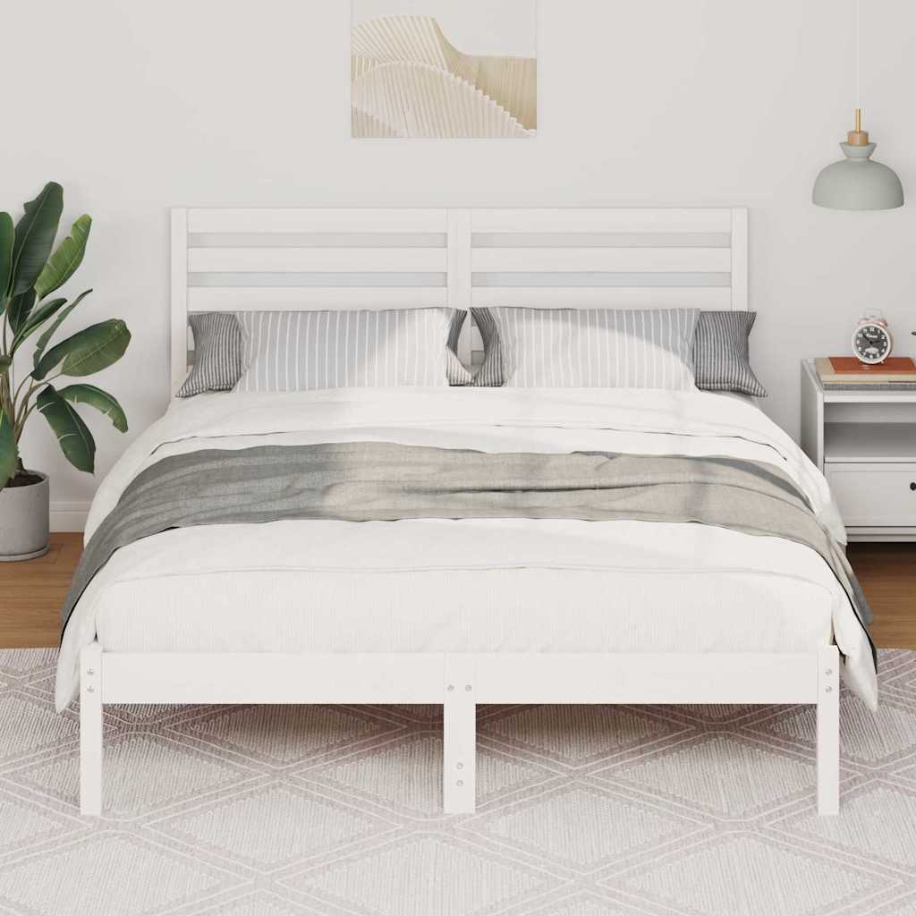 Cadre de lit Blanc 140 x 190 cm Bois massif en pin - XIOS