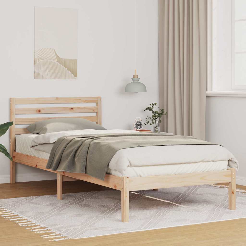 Cadre de lit Marron 90 x 210 cm Bois massif en pin - XIOS