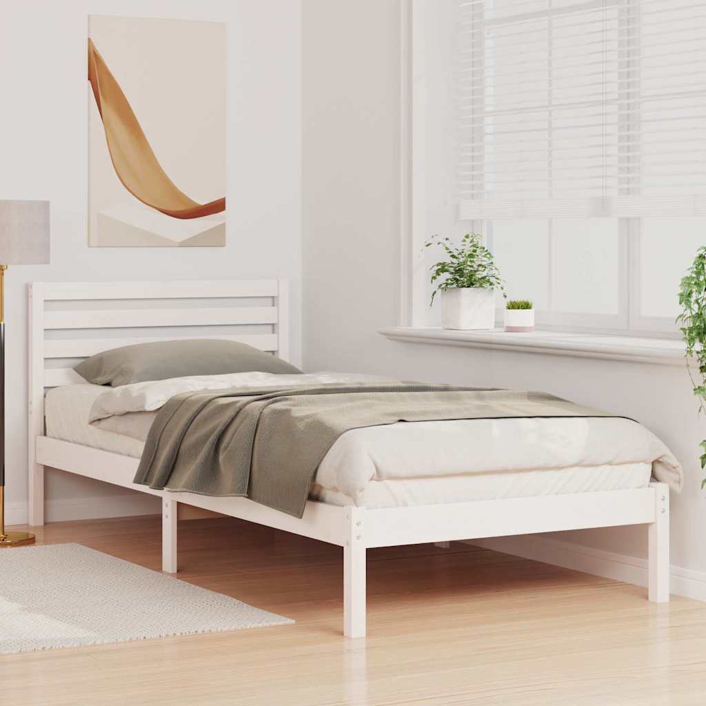 Cadre de lit Blanc 90 x 210 cm Bois massif en pin - XIOS