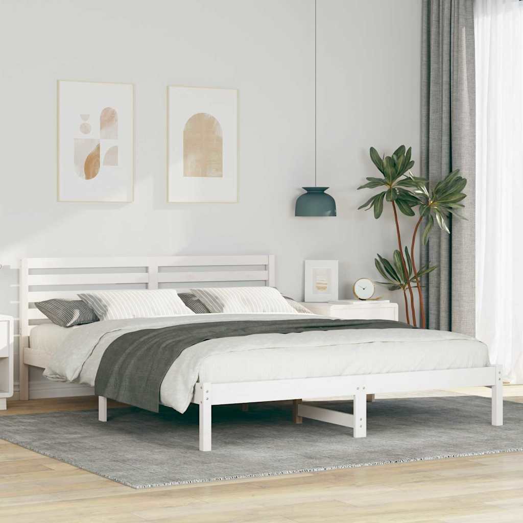 Cadre de lit Blanc 160 x 210 cm Bois massif en pin - XIOS