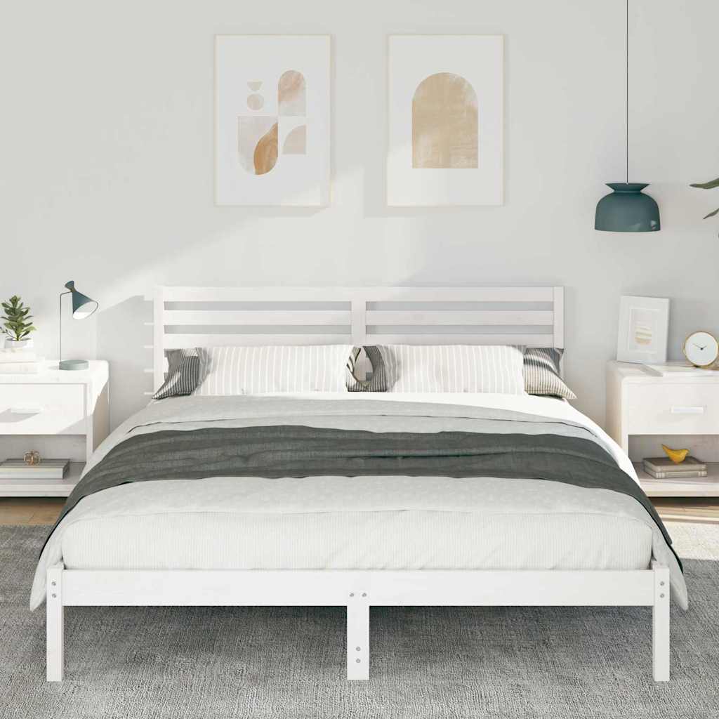 Cadre de lit Blanc 160 x 210 cm Bois massif en pin - XIOS
