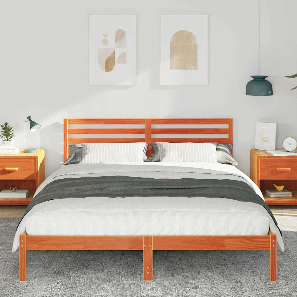 Cadre de lit Marron cire 160 x 210 cm Bois massif en pin - XIOS