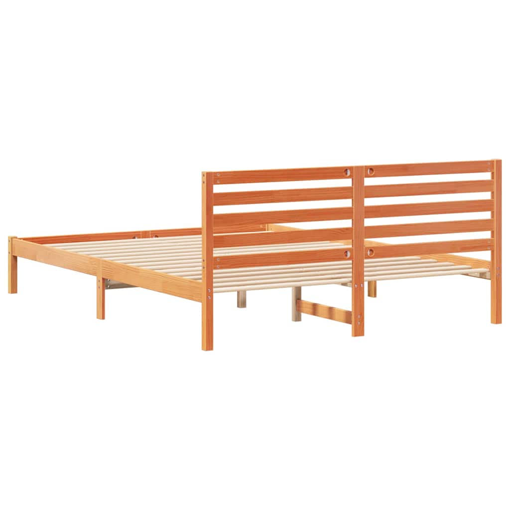Cadre de lit Marron cire 160 x 210 cm Bois massif en pin - XIOS