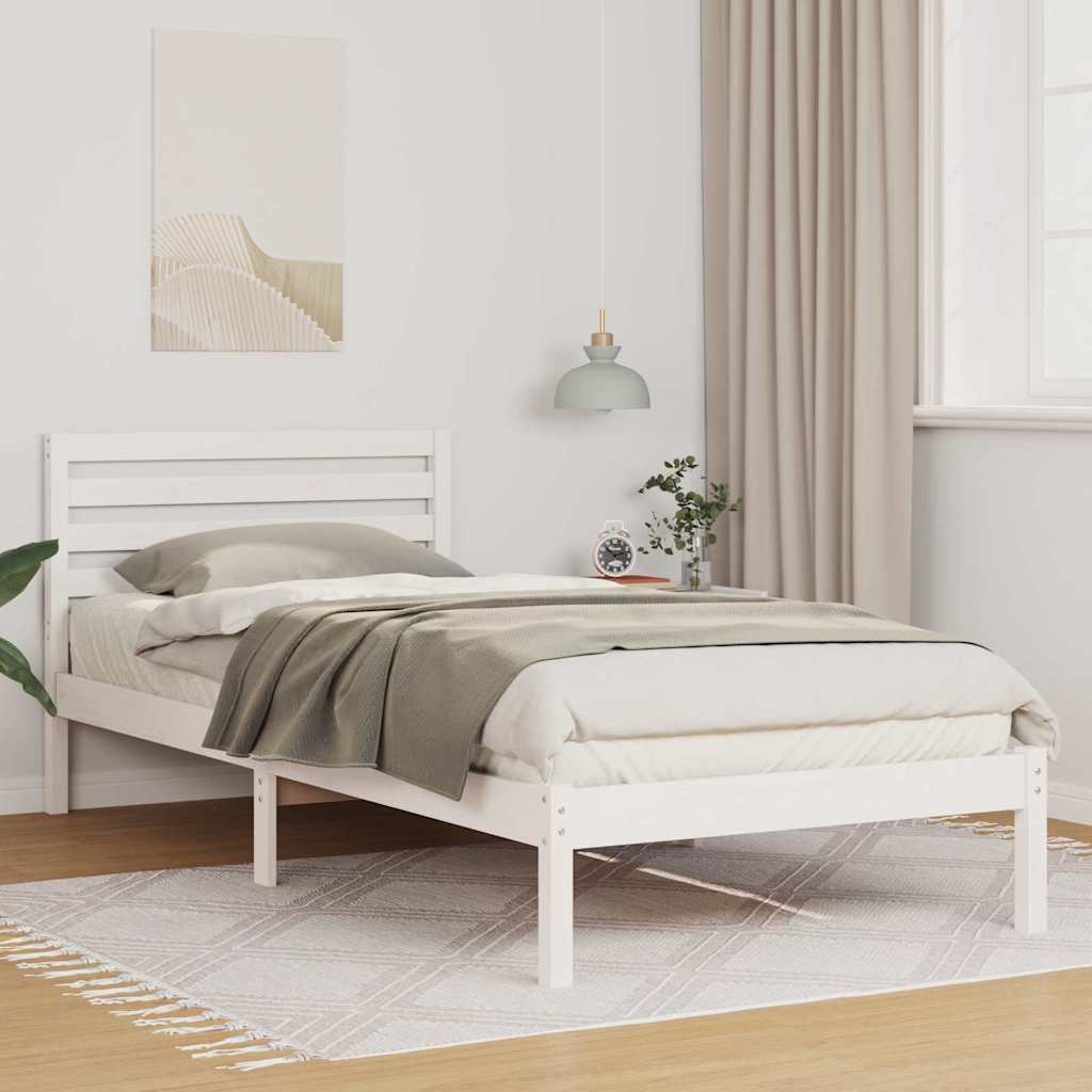 Cadre de lit avec tête de lit Blanc 100 x 220 cm Pin massif - XIOS