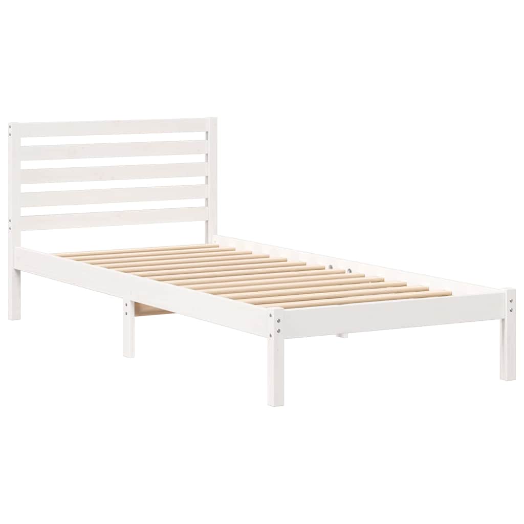 Cadre de lit avec tête de lit Blanc 100 x 220 cm Pin massif - XIOS