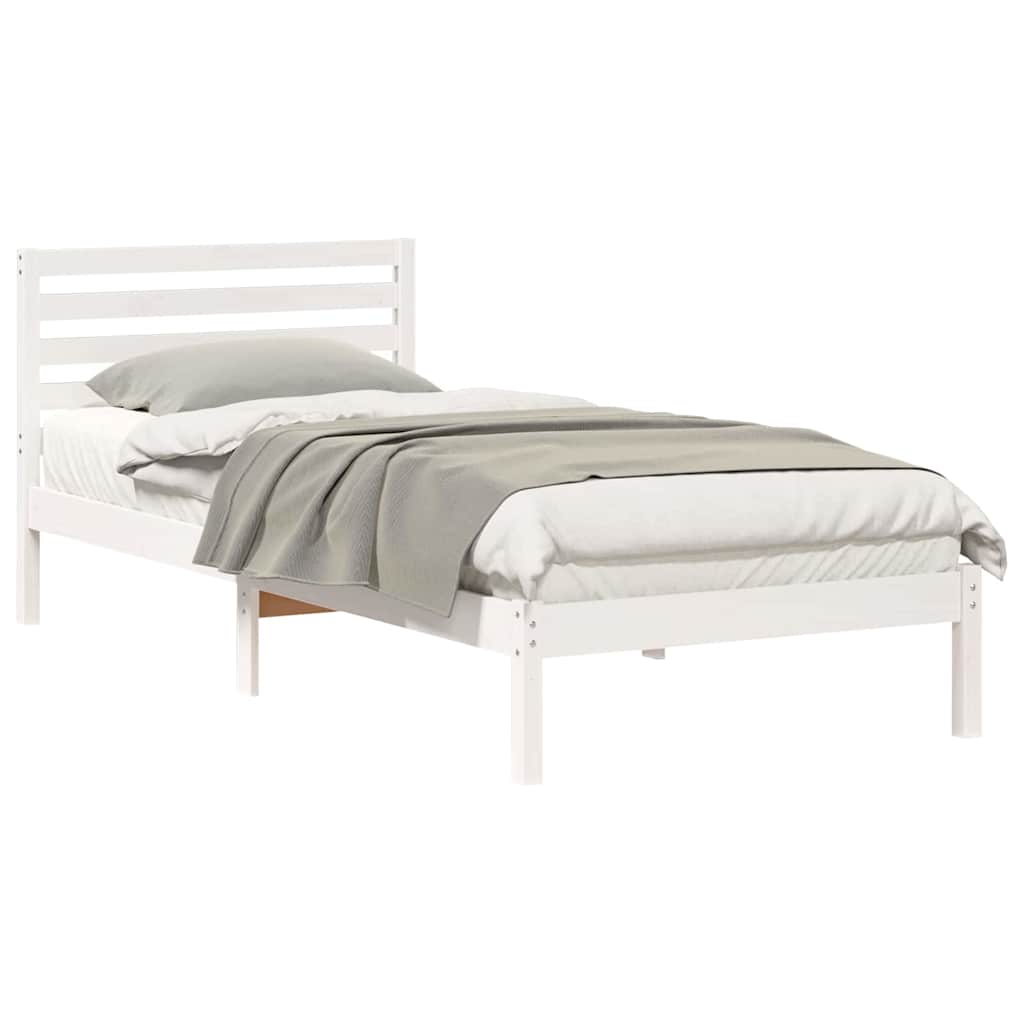 Cadre de lit avec tête de lit Blanc 100 x 220 cm Pin massif - XIOS