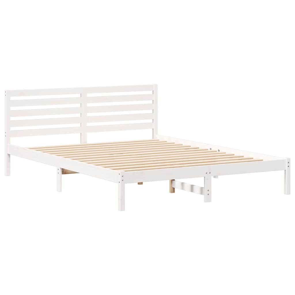 Cadre de lit Blanc 160 x 220 cm Bois massif en pin - XIOS