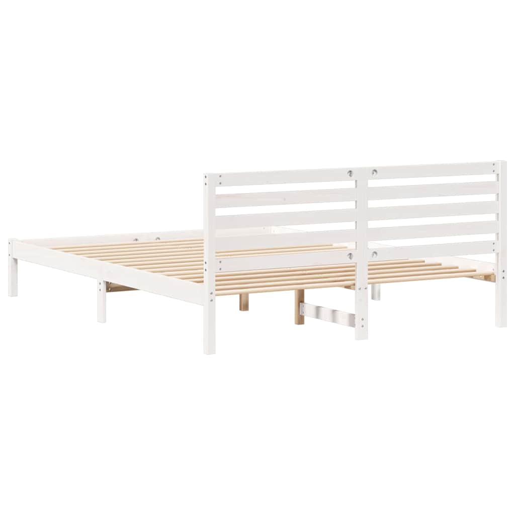 Cadre de lit Blanc 160 x 220 cm Bois massif en pin - XIOS