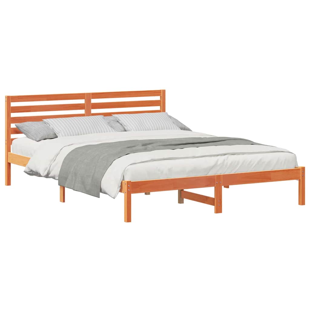 Cadre de lit Marron cire 160 x 220 cm Bois massif en pin - XIOS