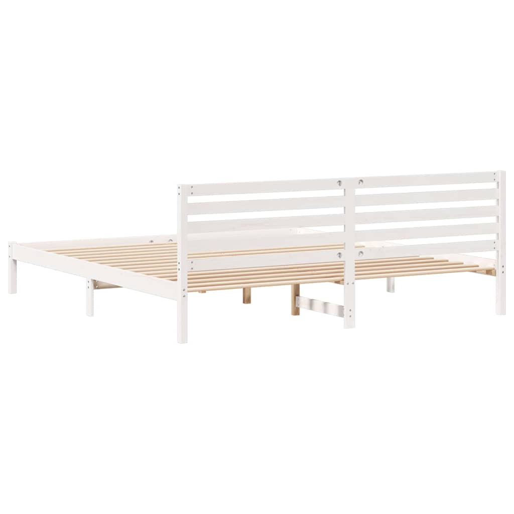 Cadre de lit Blanc 180 x 220 cm Bois massif en pin - XIOS