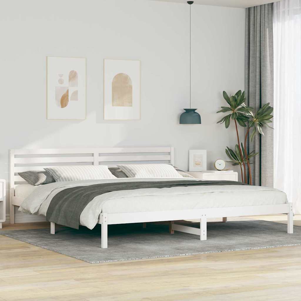 Cadre de lit Blanc 200 x 220 cm Bois massif en pin - XIOS