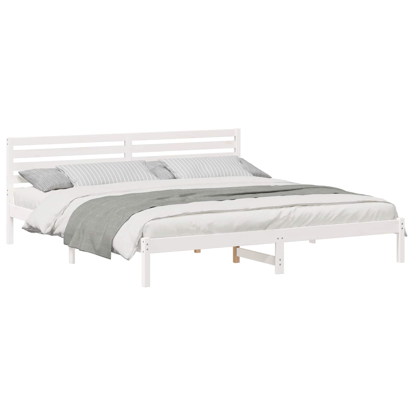 Cadre de lit avec tête de lit Blanc 200 x 220 cm Pin massif