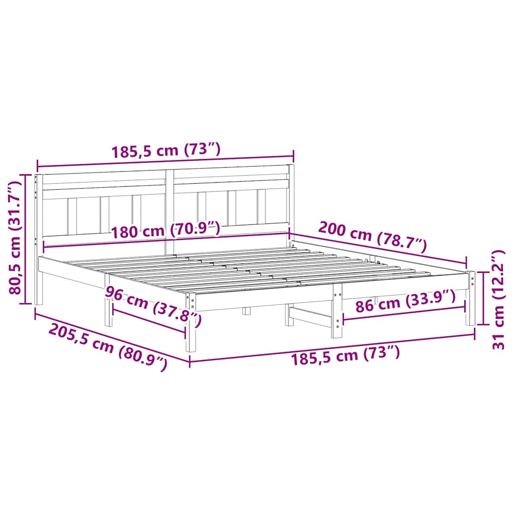Cadre de lit avec tête de lit Marron Bois de pin - XIOS