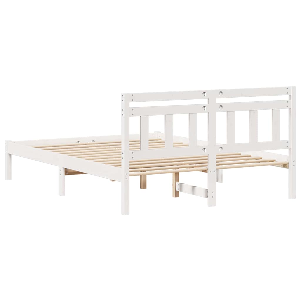 Cadre de lit avec tête de lit Blanc Bois de pin - XIOS