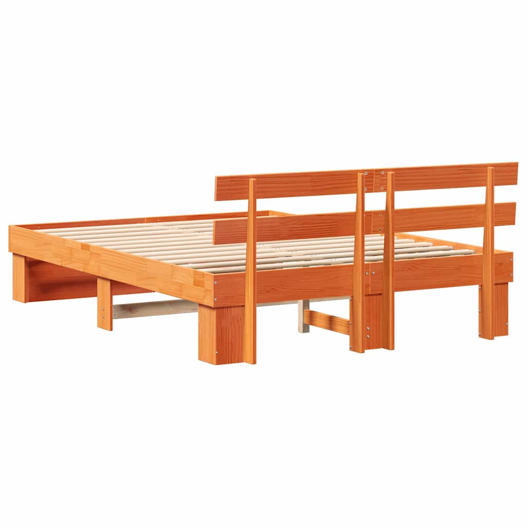 Cadre de lit Marron cire 150 x 200 cm Bois massif en pin - XIOS