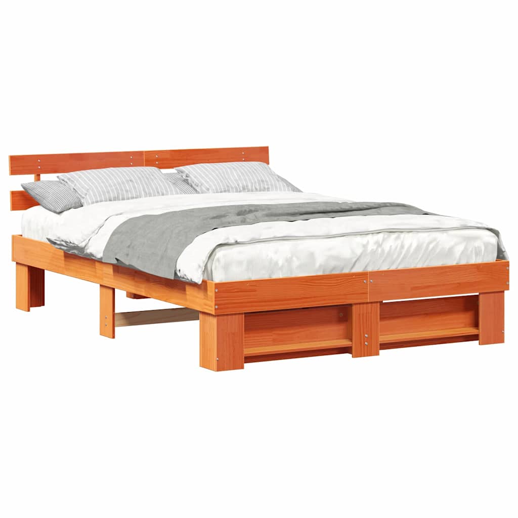 Cadre de lit Marron cire 150 x 200 cm Bois massif en pin - XIOS