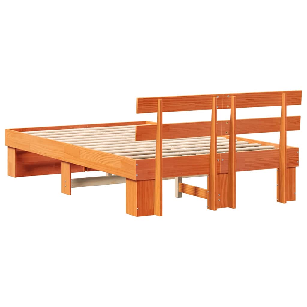 Cadre de lit Marron cire 140 x 190 cm Bois massif en pin - XIOS