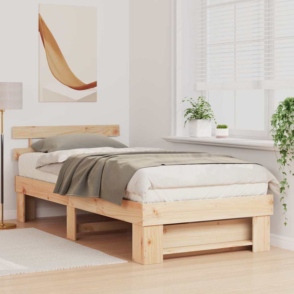 Cadre de lit Marron 75 x 190 cm Bois massif en pin - XIOS