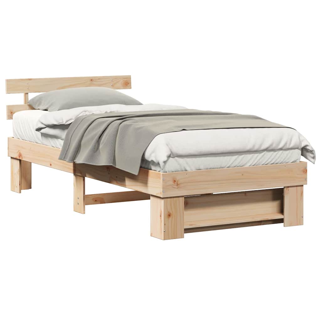Cadre de lit Marron 75 x 190 cm Bois massif en pin - XIOS