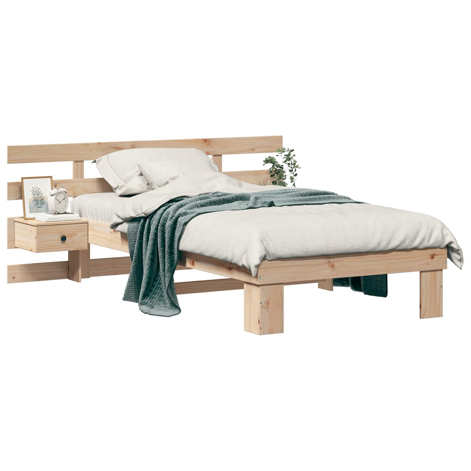 Cadre de lit avec tête de lit Marron 80 x 200 cm Pin massif - XIOS