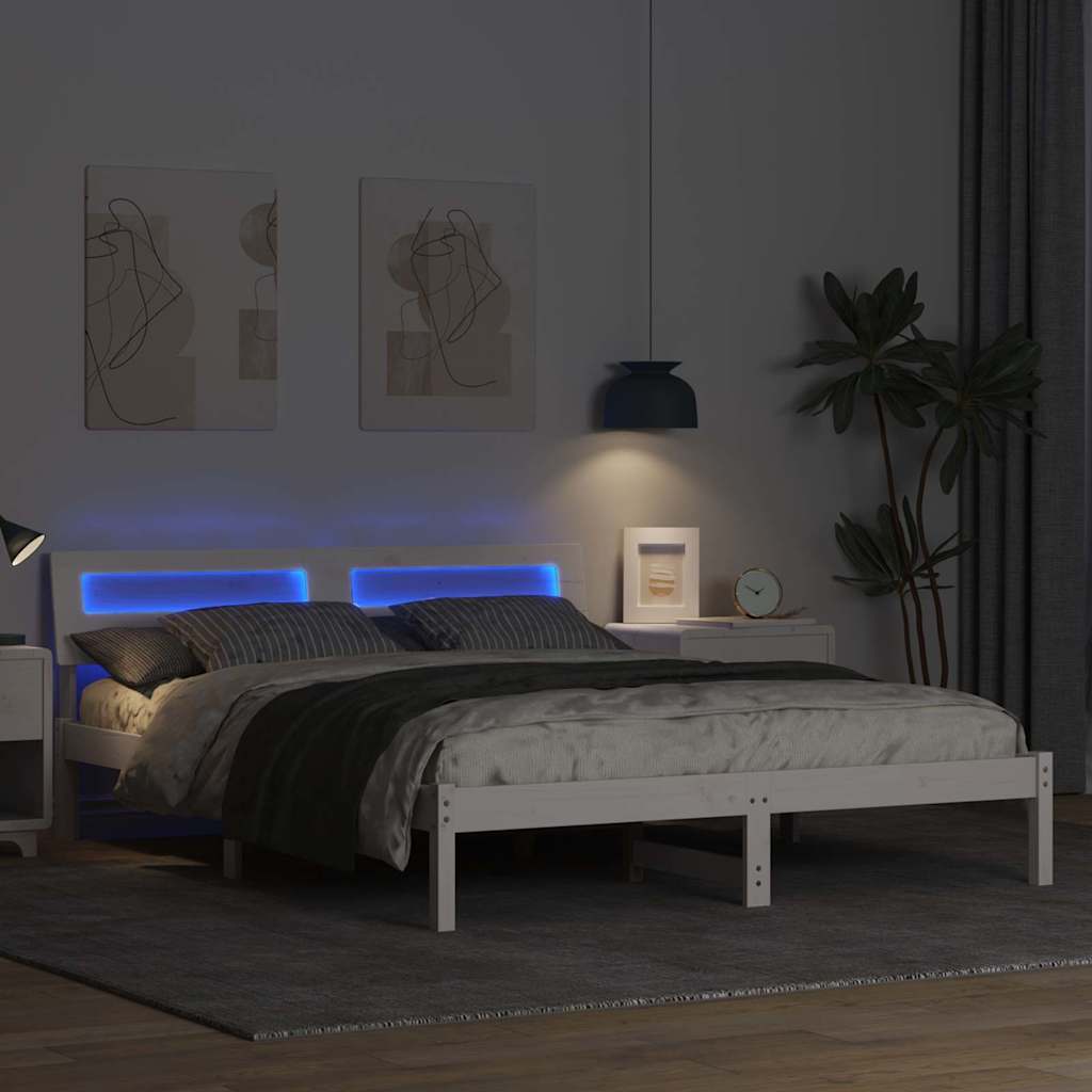 Cadre de lit Blanc 160 x 200 cm Bois massif en pin - XIOS