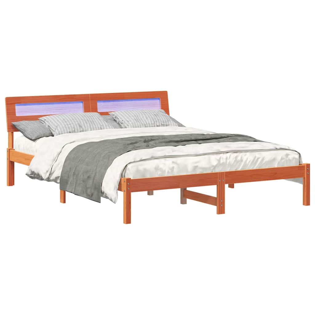 Cadre de lit Marron cire 150 x 200 cm Bois massif en pin - XIOS