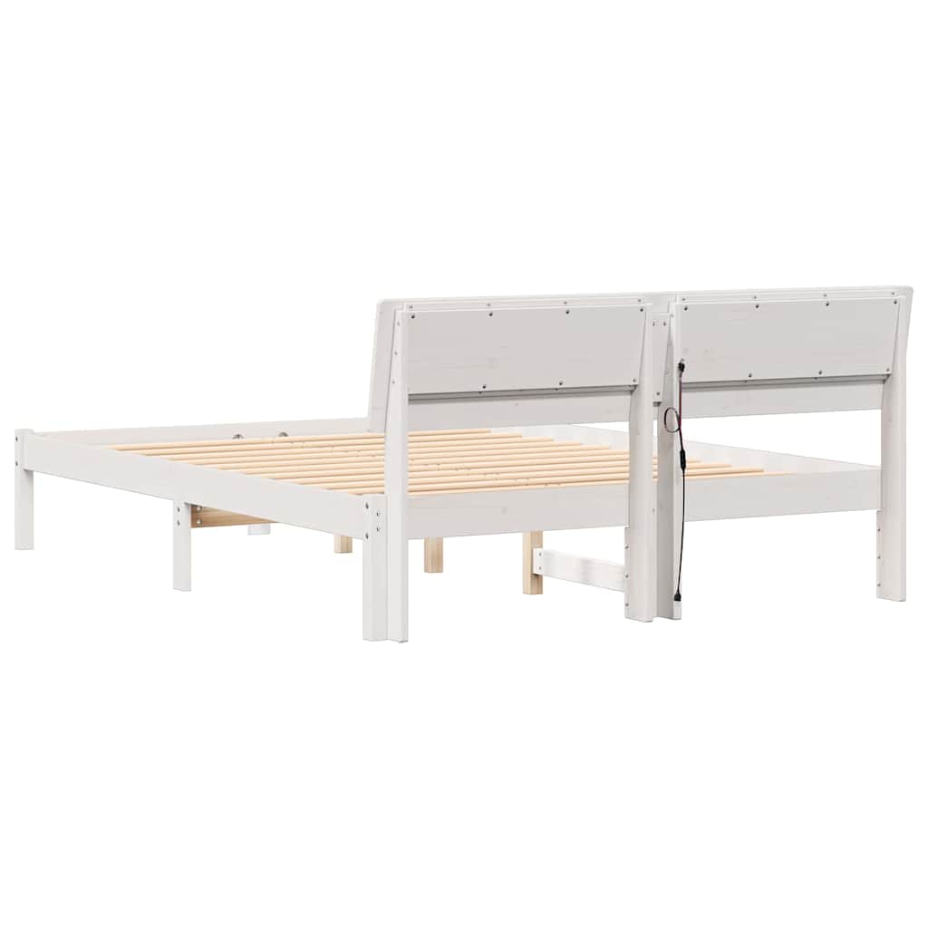 Cadre de lit Blanc 140 x 190 cm Bois massif en pin - XIOS